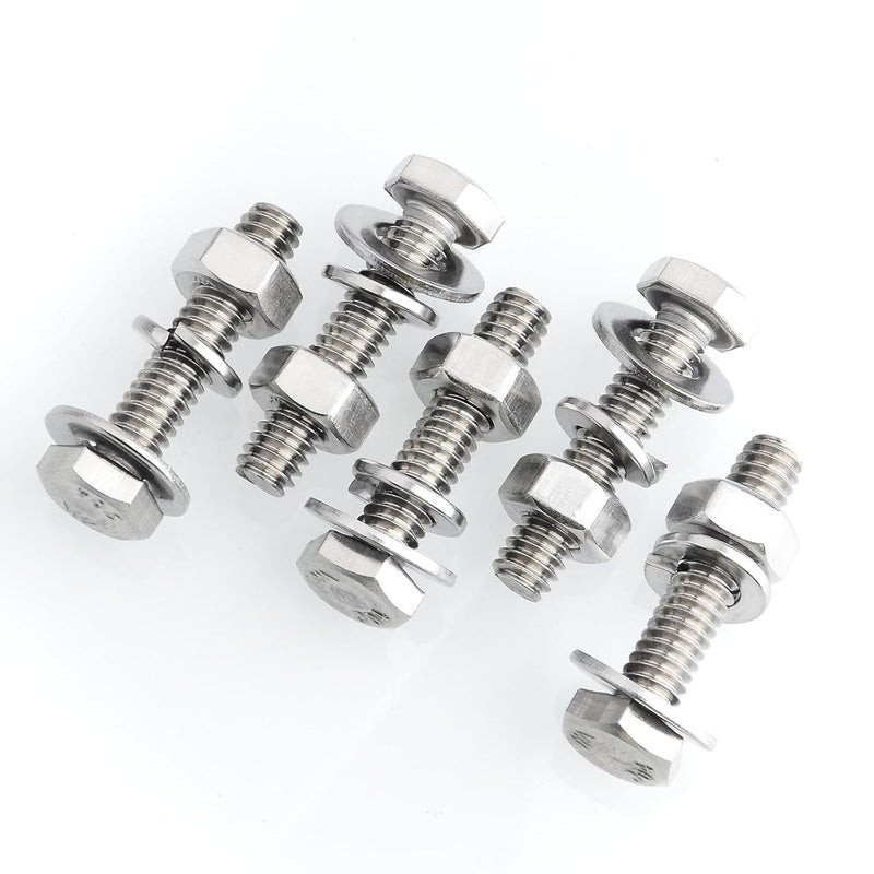MYWISH (10 Sets) 1/4-20x1-1/4 Hex Head Assorted Screws Nuts and Bolts with Flat & Lock Washers, 304 Stainless Steel 18-8, Fully Threaded, 1/4 Bolt Metric Bolt Assortment - Image 3